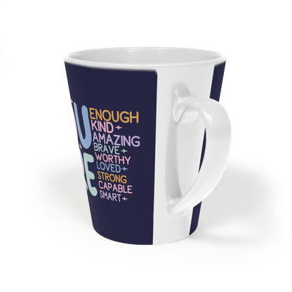 You Are Enough Ceramic Latte Mug, 12oz - Navy