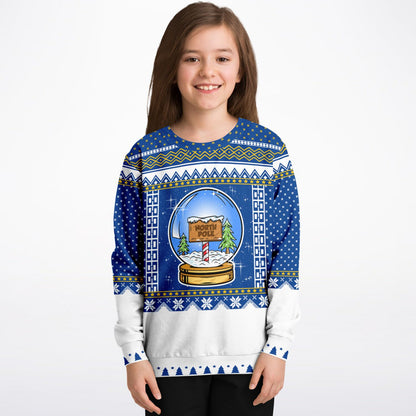 Christmas North Pole Globe Kids Athletic Long-Sleeved Top - Eco-Friendly & Dynamic