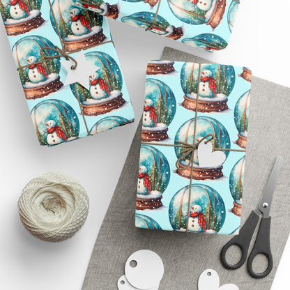 Snowman Snow Globe - Winter Wrapping Paper