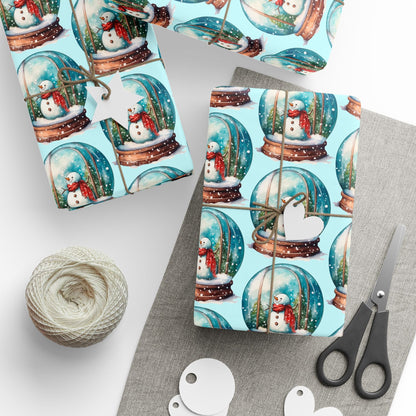 Snowman Snow Globe - Winter Wrapping Paper