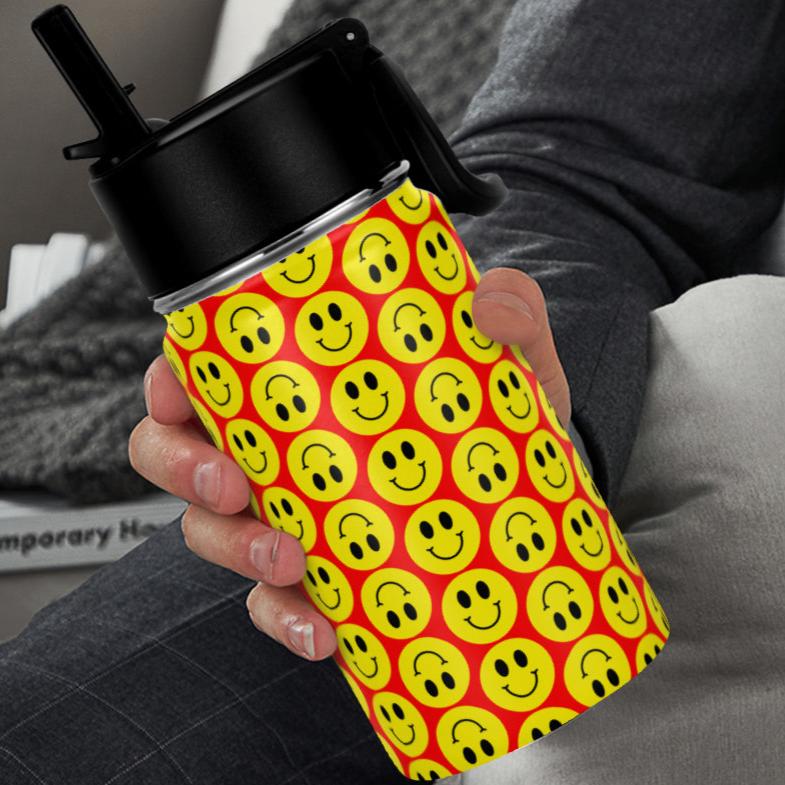 Smiley Face - Stainless Steel Water Bottle (350ml/12oz)