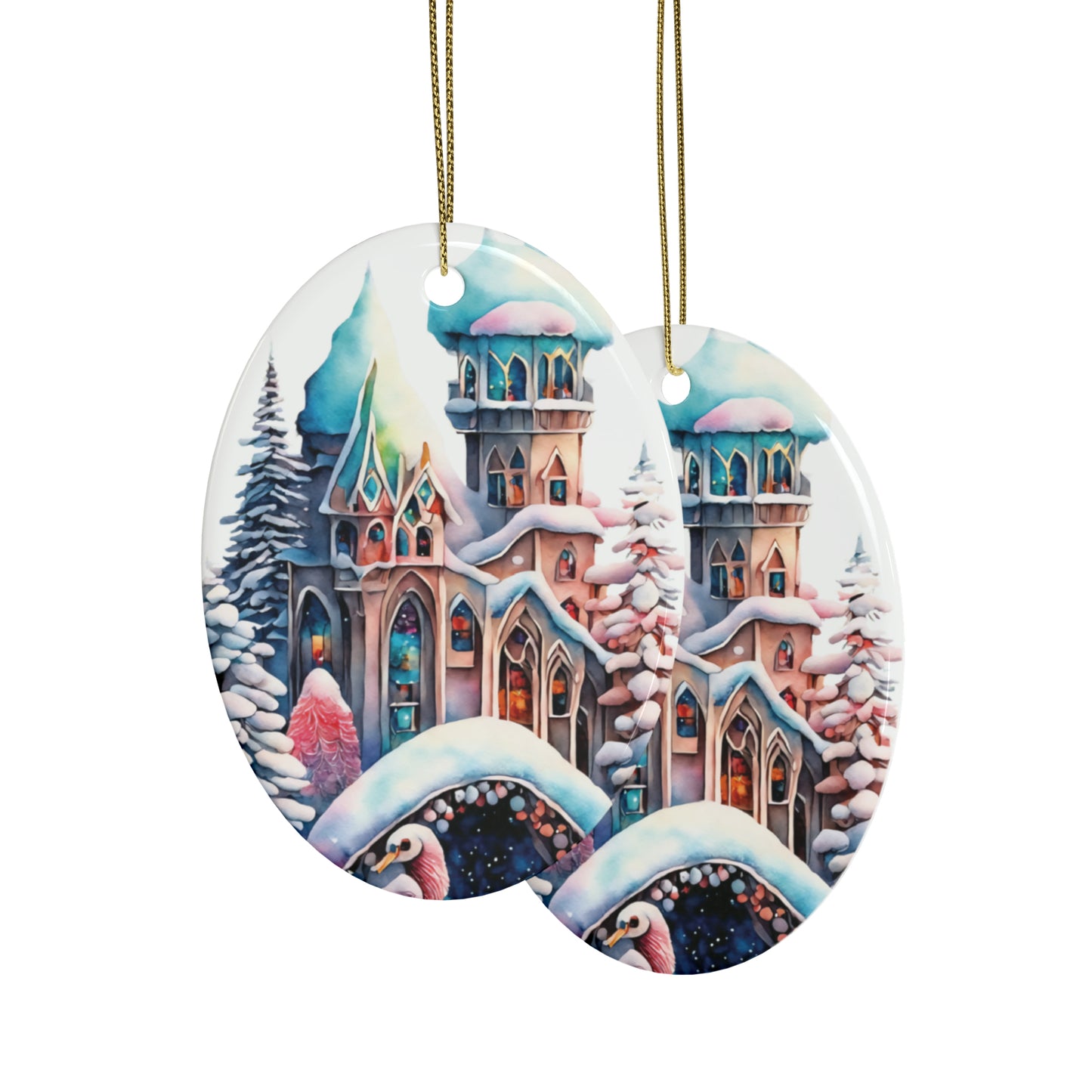 Idyllic Fantasy Christmas Scene | Ceramic Ornaments (1pcs, 5pcs, 10pcs, 20pcs) - 21