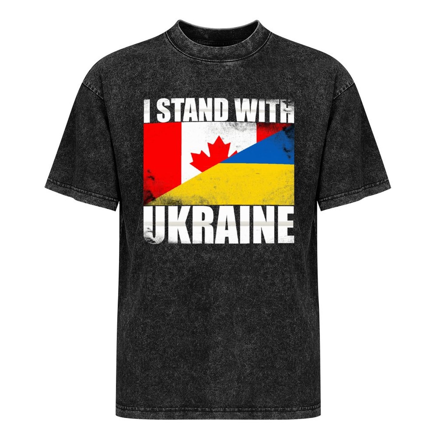 I Stand With Ukraine | Men's Stone Washed Vintage T-Shirt - Canada + Ukraine