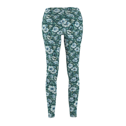 Teal Wildflower - Women's Cut & Sew Casual Leggings