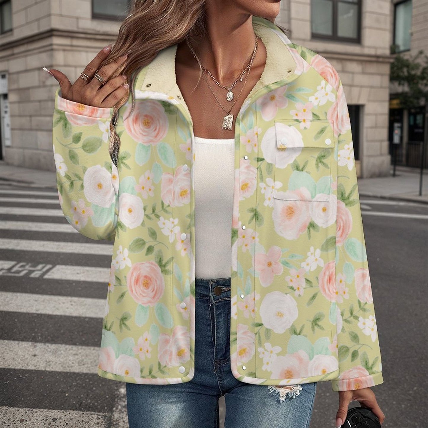 Easy Florals | Women's Casual Fleece Jacket - Warm, Soft, and Weekend-Ready