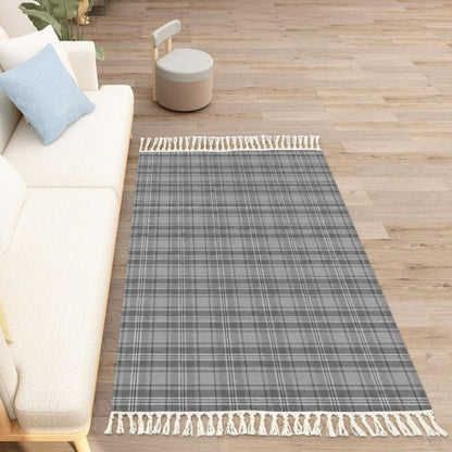 Retro Vintage Cabin/Cottage Plaid Tasselled Area Rug