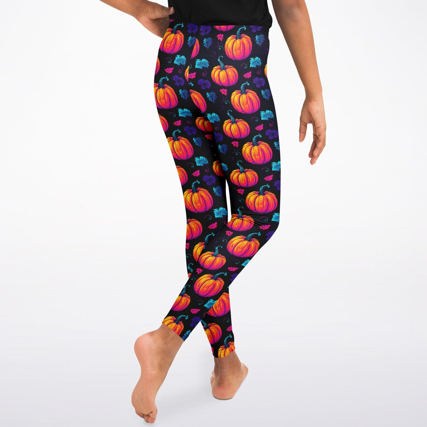 Neon Halloween Pumpkins | Kids’ Stretch Leggings - Soft, Durable & Perfect for Play