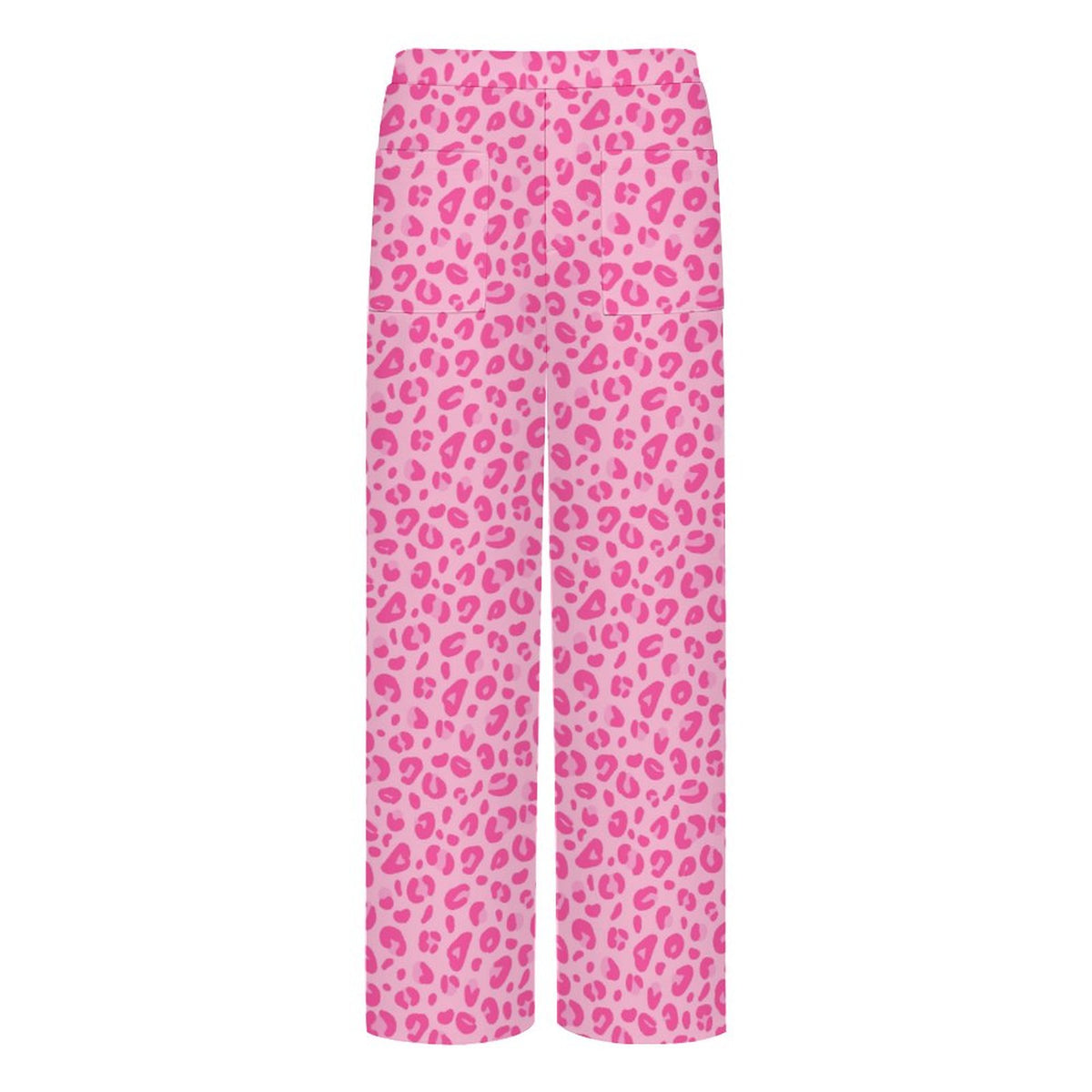Pink Leopard Print | Women's Straight Wide-Leg Crop Pants