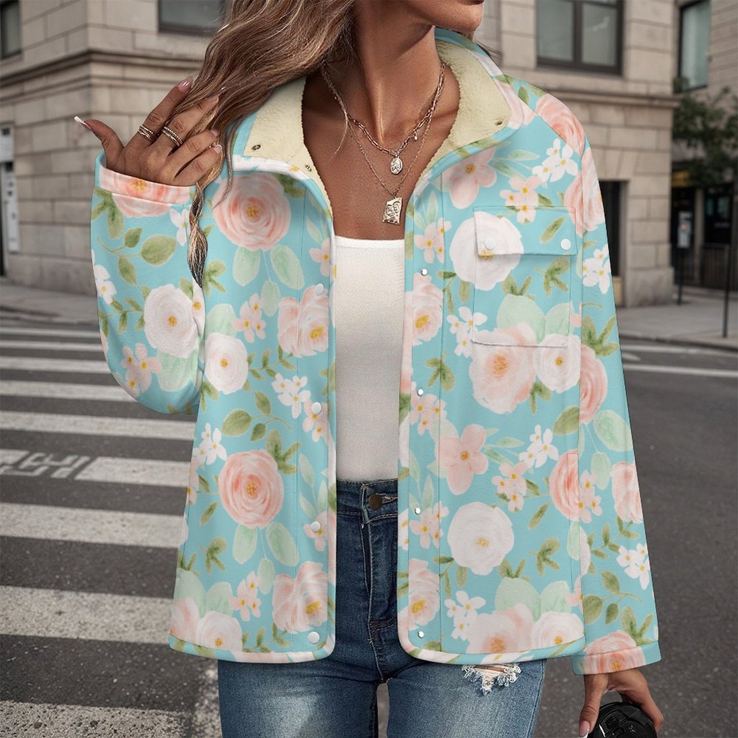 Easy Florals | Women's Casual Fleece Jacket - Warm, Soft, and Weekend-Ready