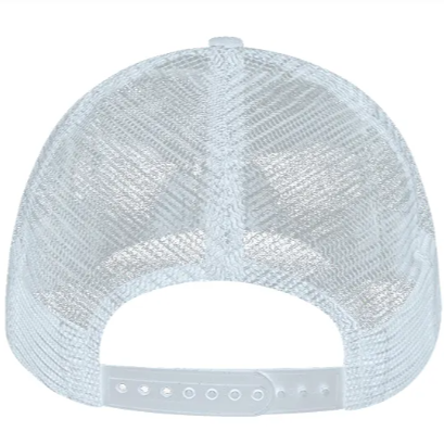 Back of a White mesh cap on a white background