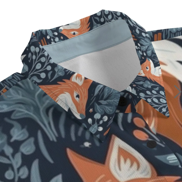 Close-up of fabric with fox pattern on a white background