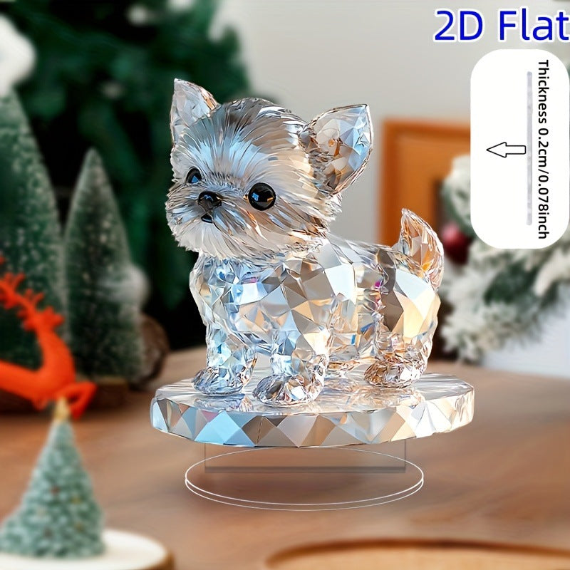 Crystal Looking Puppy | 2D Desktop Flat Acrylic Ornament - Home Decor