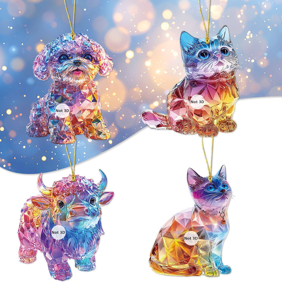 Colorful crystal animal figurines on a gradient background