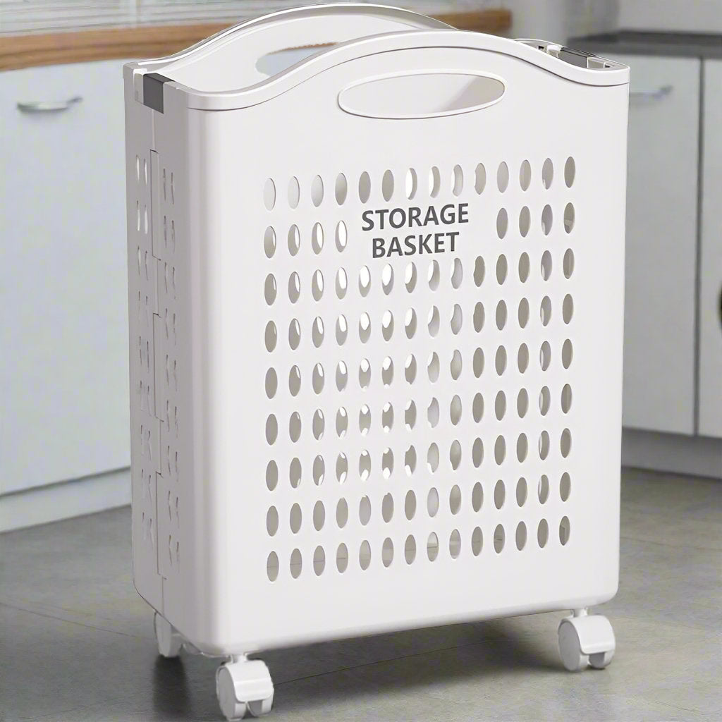 Collapsible Laundry Basket | Storage Bin with Wheels – Folds Flat, Rolls Smooth, Saves Space