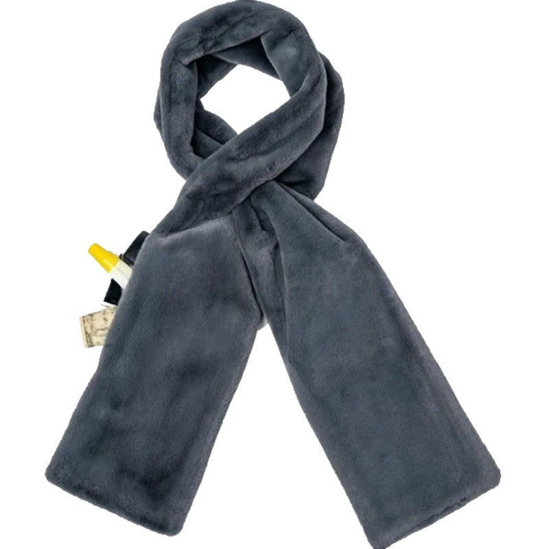 Gray scarf with a secret pocket on a white background