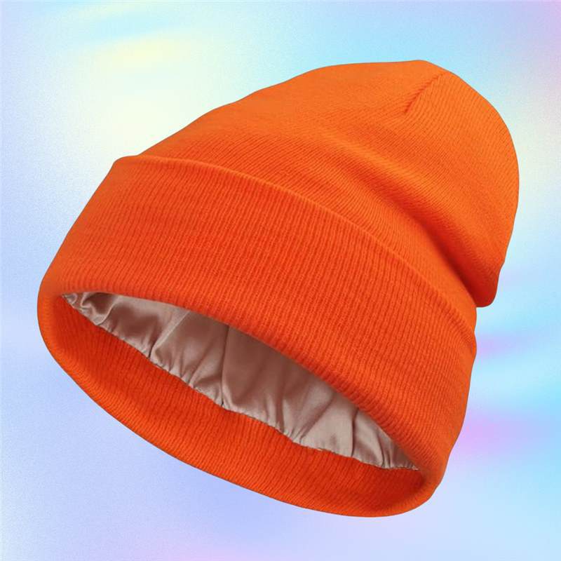 Satin Lined Knitted Toque Beanie – Curly & Dry Hair Protection