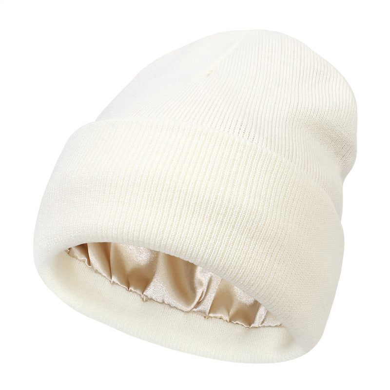 Satin Lined Knitted Toque Beanie – Curly & Dry Hair Protection
