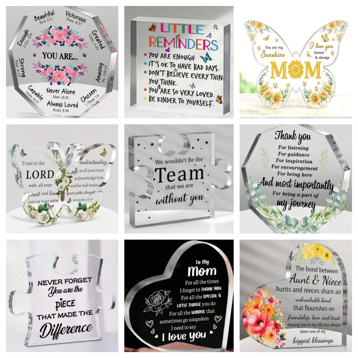 Gifts of Love | Transparent Acrylic Table Ornaments