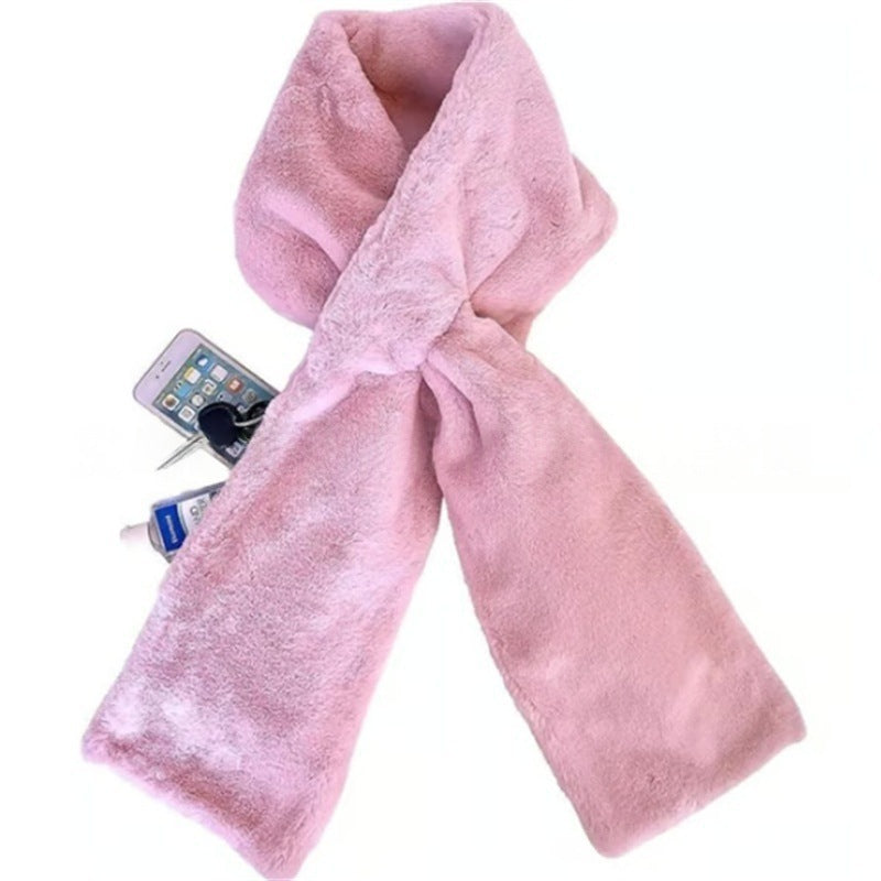 Pink scarf with a secret pocket on a white background