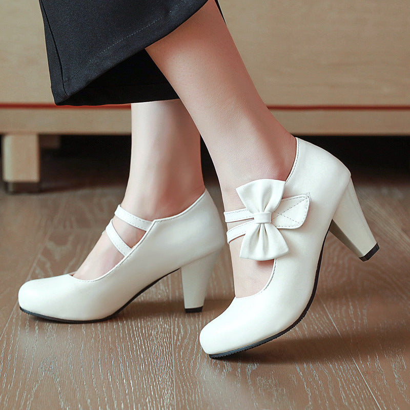Vintage Bowknot Mary Jane Pumps | Extended Sizes (34-48)
