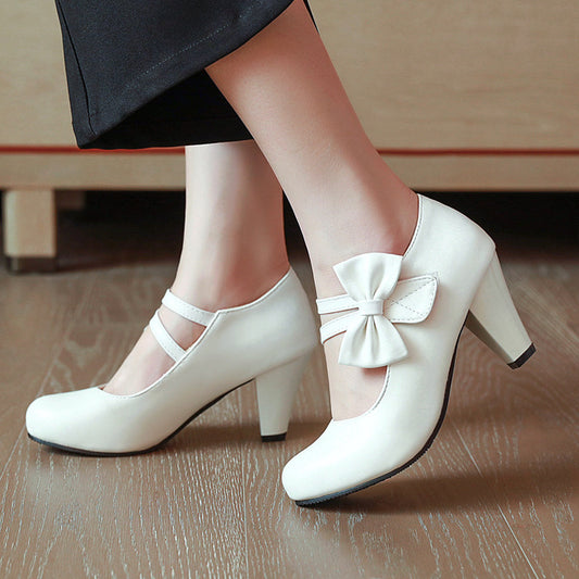 Vintage Bowknot Mary Jane Pumps | Extended Sizes (34-48)