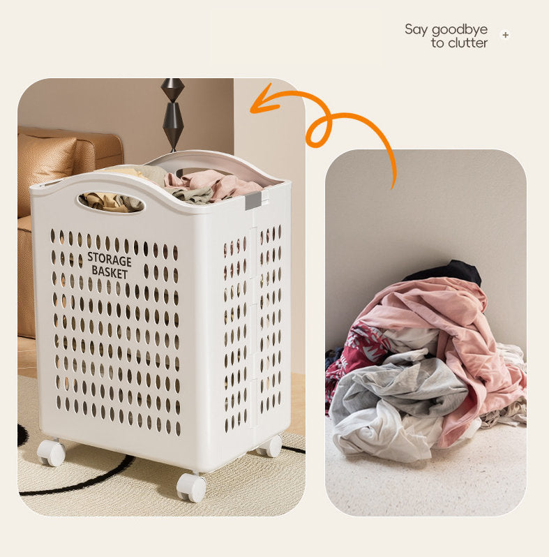Collapsible Laundry Basket | Storage Bin with Wheels – Folds Flat, Rolls Smooth, Saves Space
