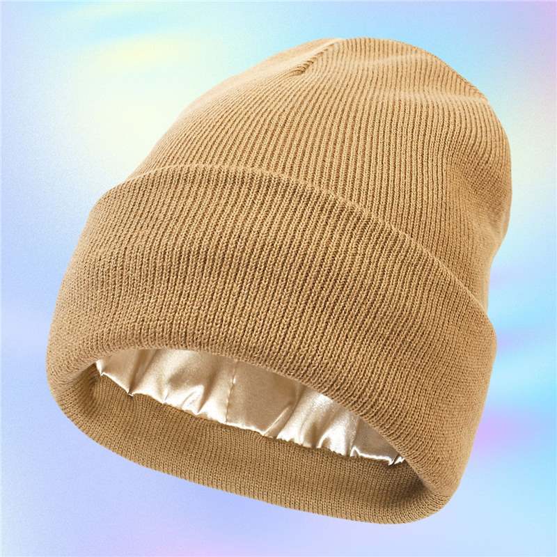 Satin Lined Knitted Toque Beanie – Curly & Dry Hair Protection