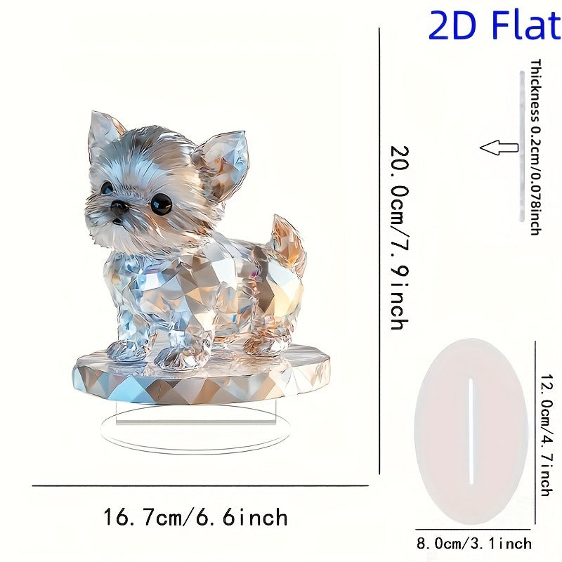 Crystal Looking Puppy | 2D Desktop Flat Acrylic Ornament - Home Decor