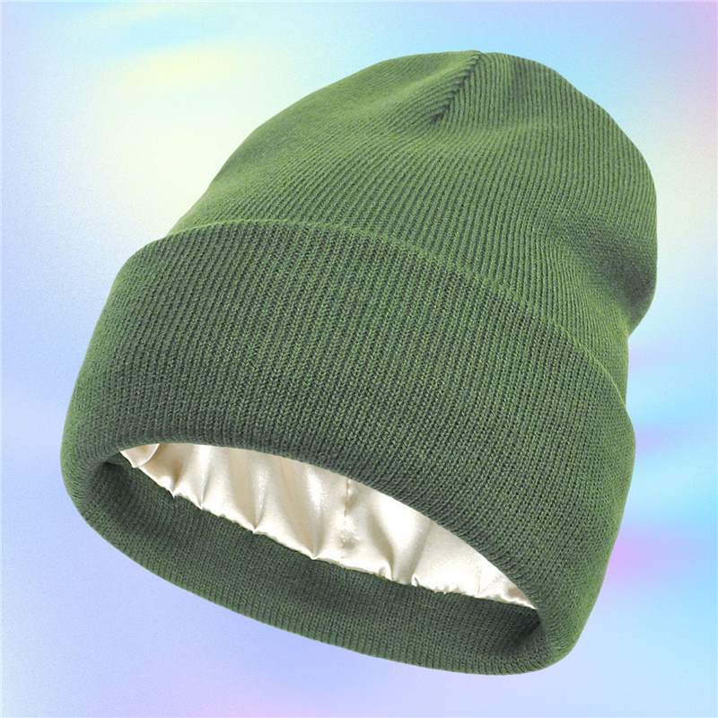 Satin Lined Knitted Toque Beanie – Curly & Dry Hair Protection
