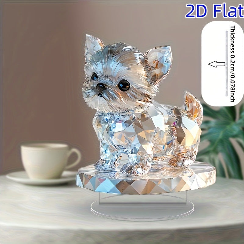 Crystal Looking Puppy | 2D Desktop Flat Acrylic Ornament - Home Decor