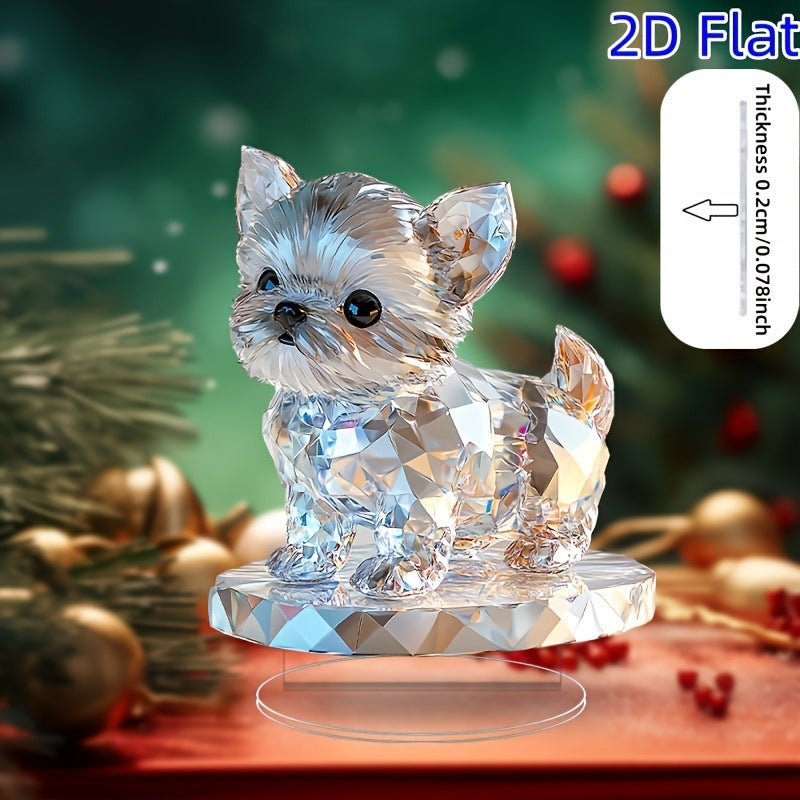 Crystal Looking Puppy | 2D Desktop Flat Acrylic Ornament - Home Decor