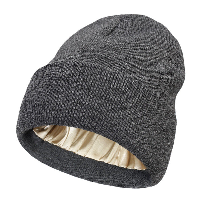 Satin Lined Knitted Toque Beanie – Curly & Dry Hair Protection