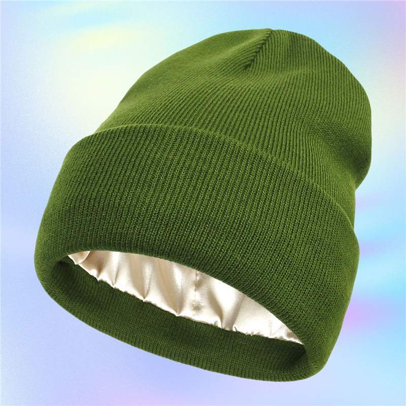Satin Lined Knitted Toque Beanie – Curly & Dry Hair Protection