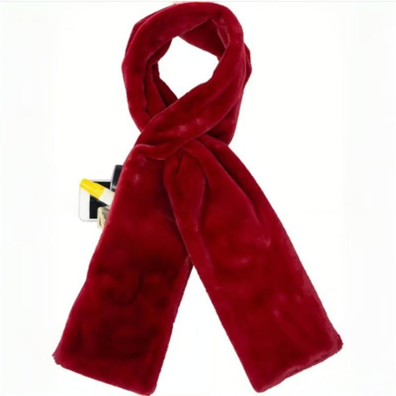 Red scarf with a secret pocket on a white background