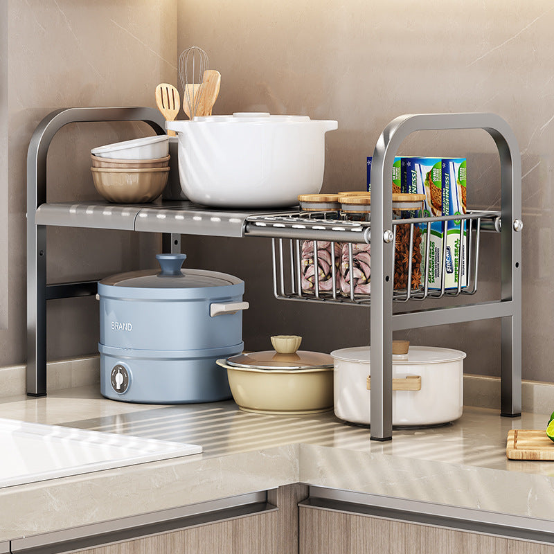 Adjustable Under-Sink Storage Rack | Multi-Layer Shelf - Space-Saving Organizer