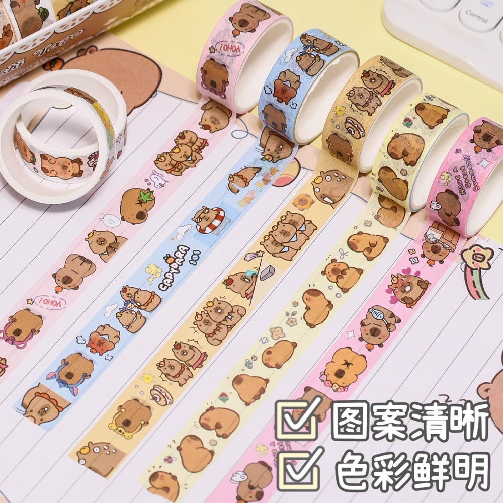 10 Rolls of Washi Tape | Capybara and Cartoon Designs to Choose From