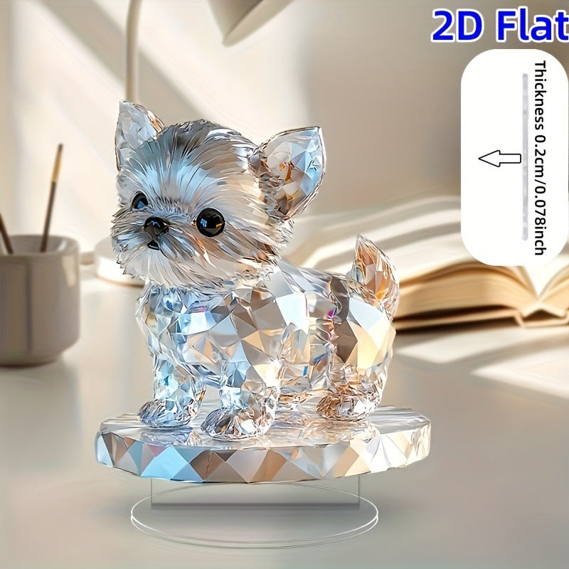 Crystal Looking Puppy | 2D Desktop Flat Acrylic Ornament - Home Decor
