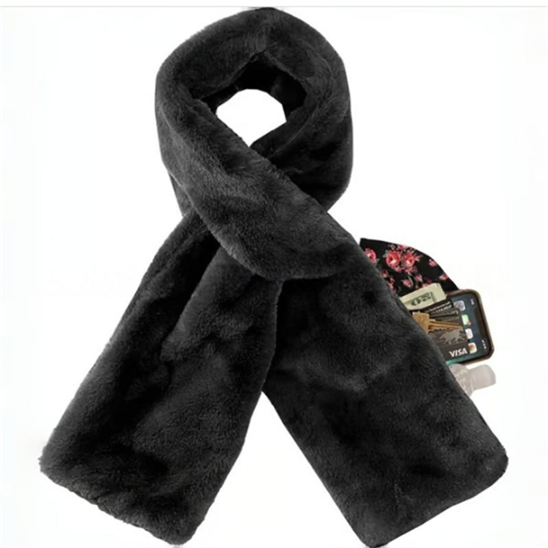 Black scarf with a secret pocket on a white background