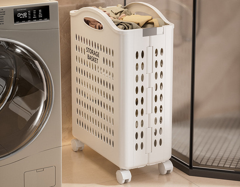 Collapsible Laundry Basket | Storage Bin with Wheels – Folds Flat, Rolls Smooth, Saves Space