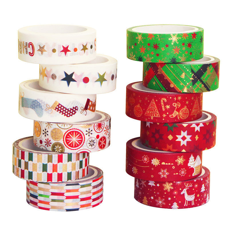 12 Rolls of Christmas Washi Tape | 15mm Rolls To Add To Your Collection