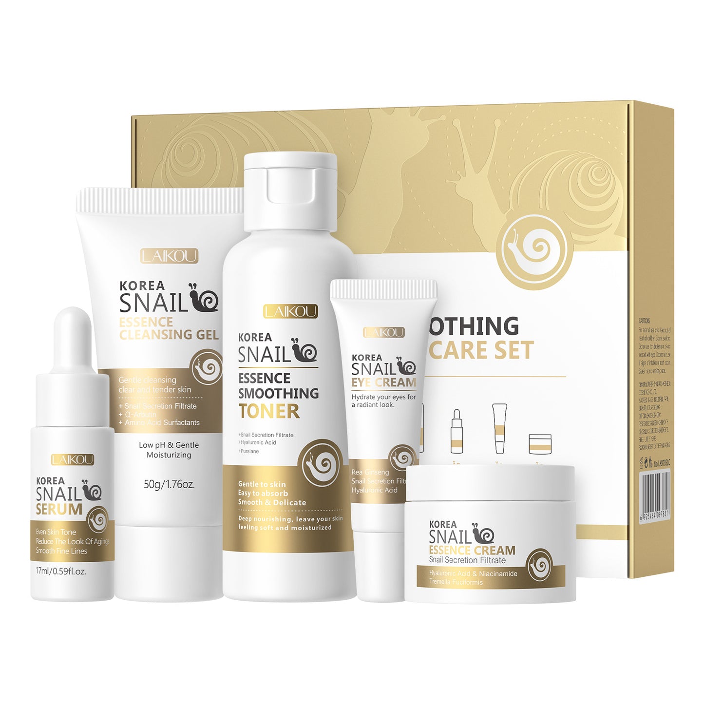 LAIKOU Snail Essence | 5-Piece Skin Care Set  Hydration, Repair & Glow