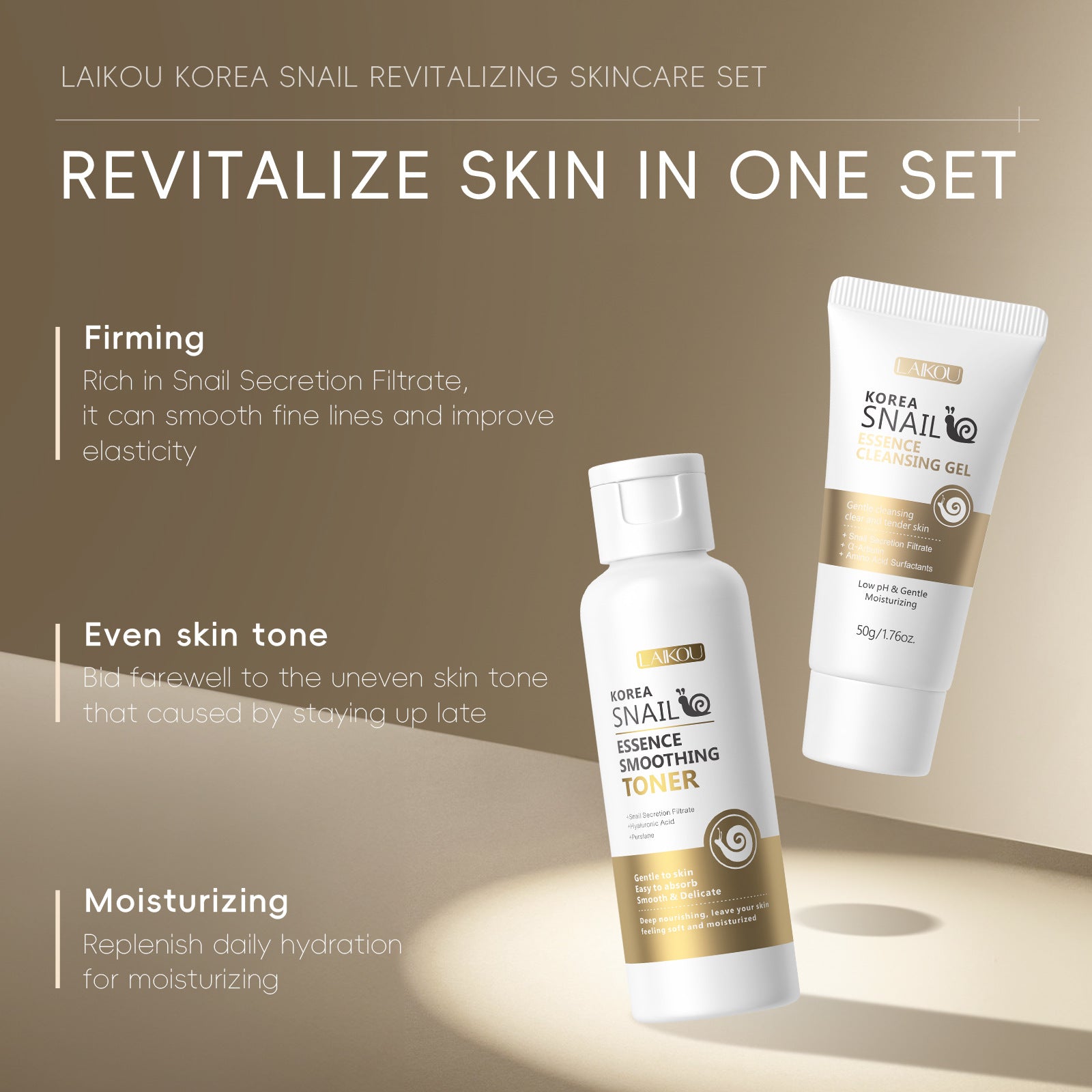 LAIKOU Snail Essence | 5-Piece Skin Care Set  Hydration, Repair & Glow