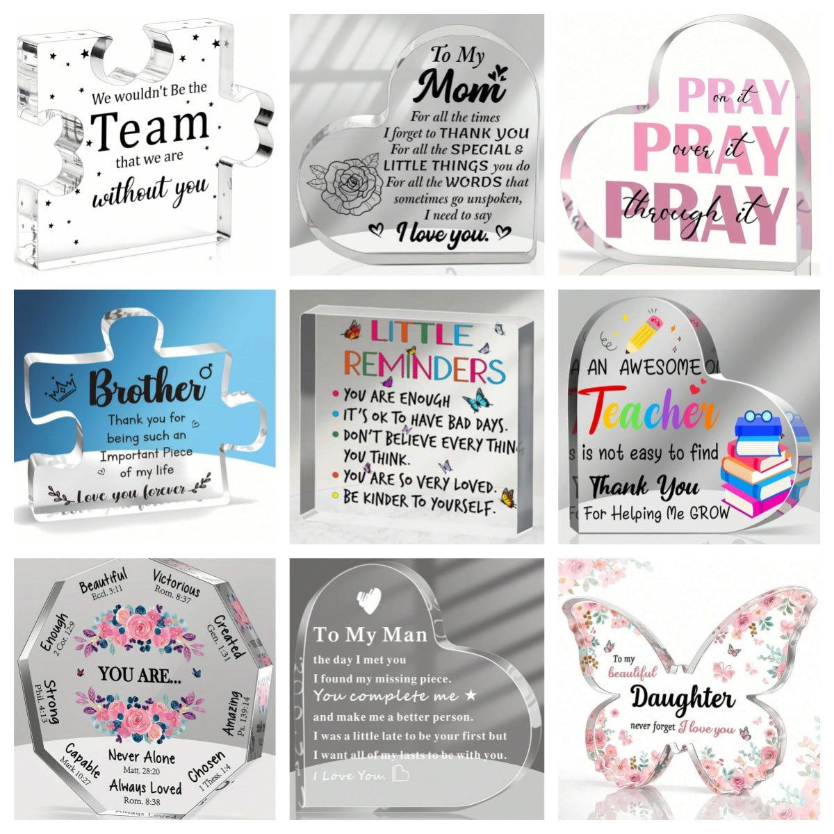 Gifts of Love | Transparent Acrylic Table Ornaments