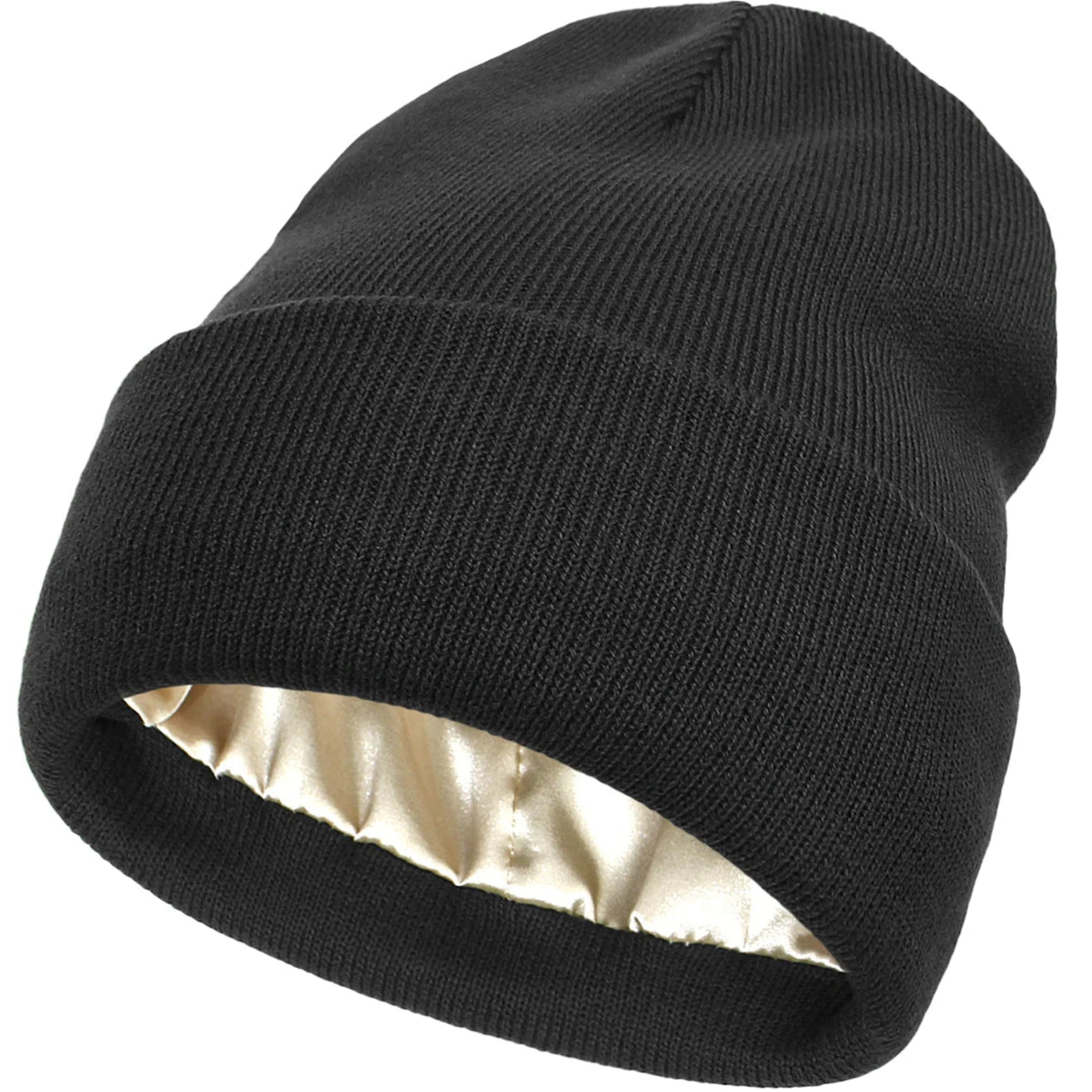 Satin Lined Knitted Toque Beanie – Curly & Dry Hair Protection