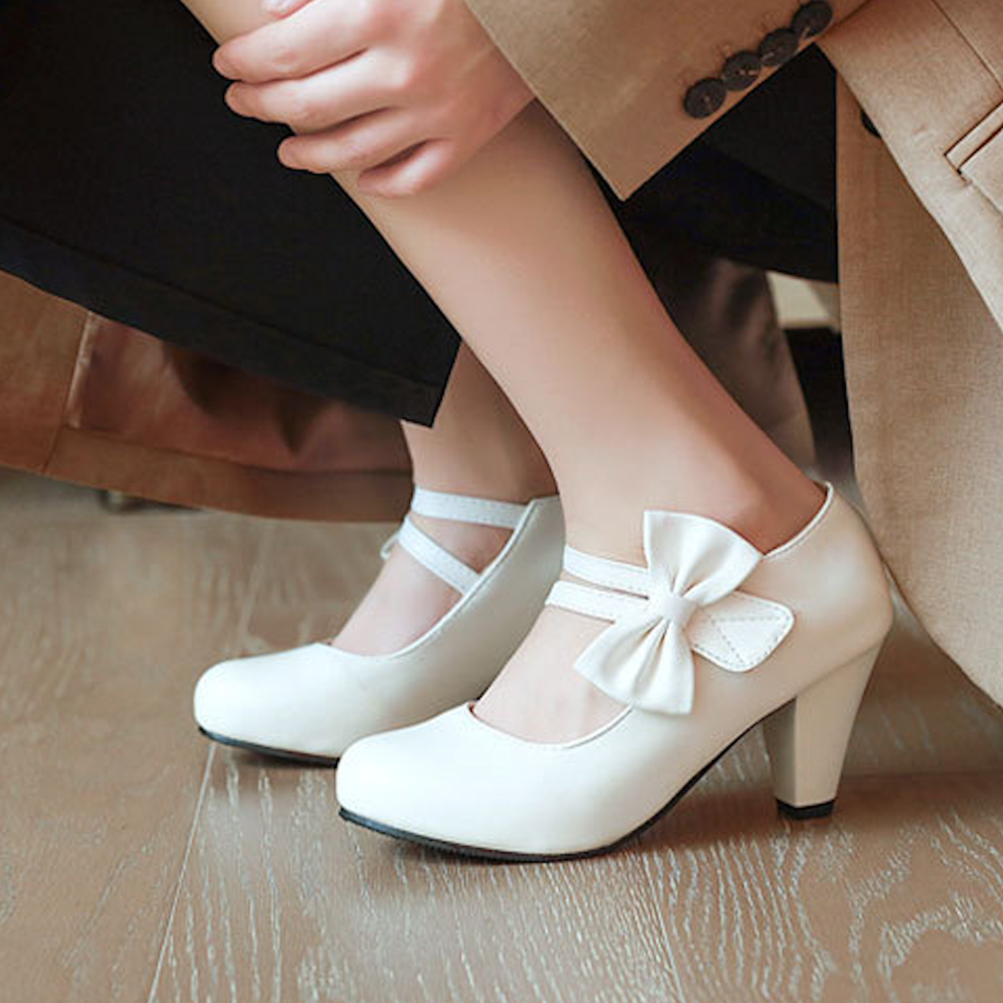 Vintage Bowknot Mary Jane Pumps | Extended Sizes (34-48)