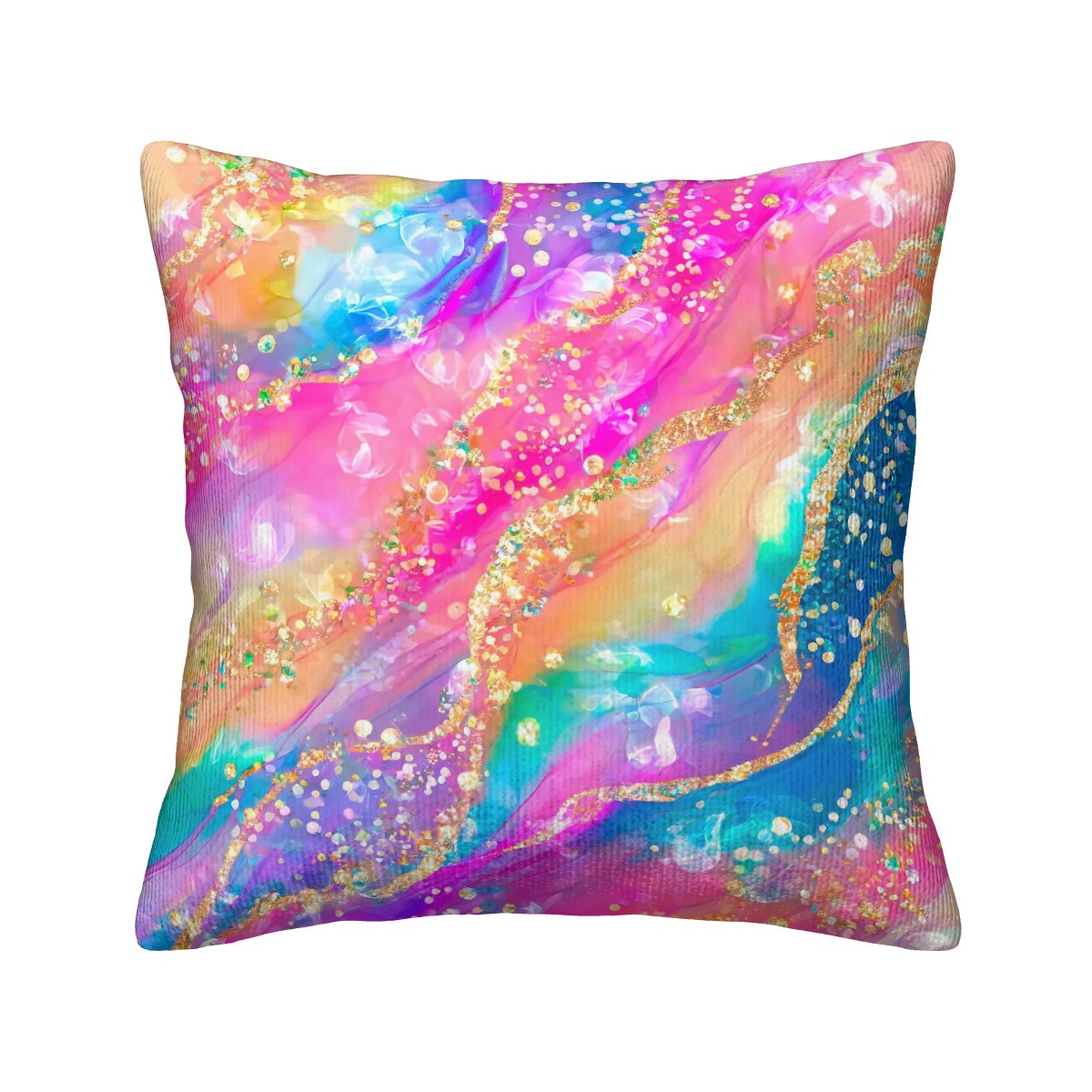 Sparkly Disco Rainbow - Corduroy Throw Pillow Covers with Core (Double-Sided Design)