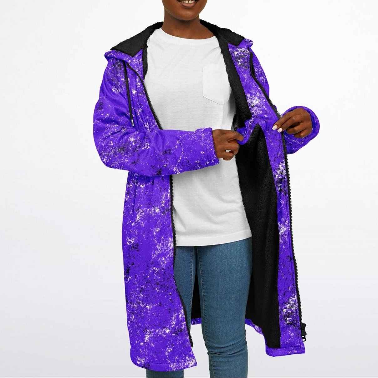 Grunge Zipper Cloak/Cape – Stylish, Warm, and Functional Purple copy