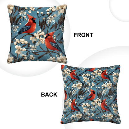 Winterberry Cardinals - Corduroy Throw Pillow Covers with Core (Double-Sided Design)