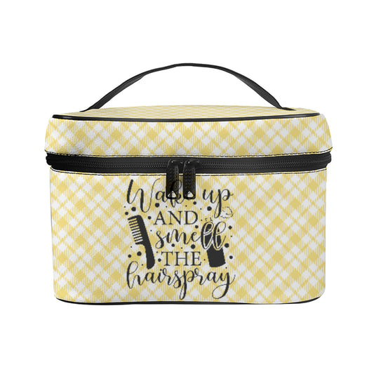 Wake Up & Smell The Hairspray - Yellow Buffalo Print Cosmetics Bag