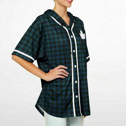 True North Strong and Free Navy Plaid Hooded Baseball Jersey